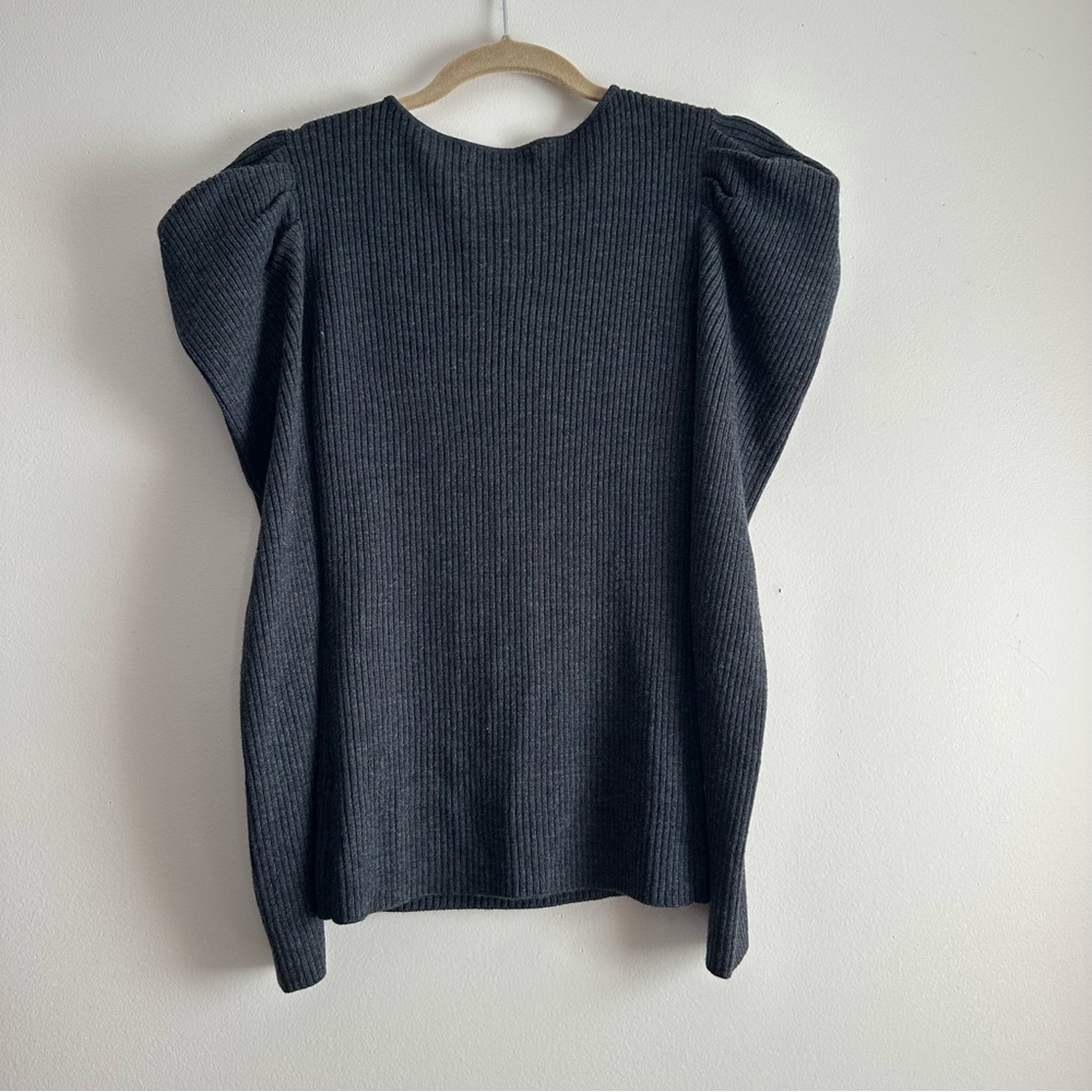 Milly • Isabelle Ribbed Wool Puff-Shoulder Sweater - Picture 6 of 6
